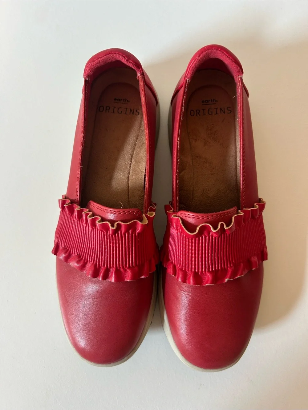 Earth Origins Red Ruffle Slip-On Flats